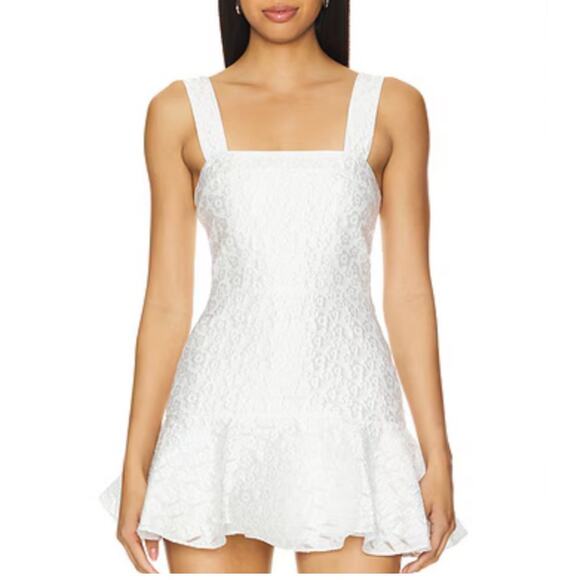 Amanda Uprichard Annalise White Jacquard Mini Dress Size Medium Bridal Party - Picture 1 of 11